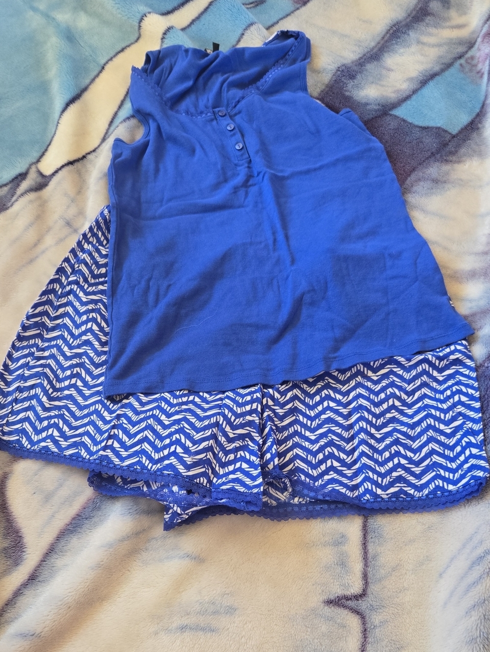 George Royal Blue Printed Pajama Set